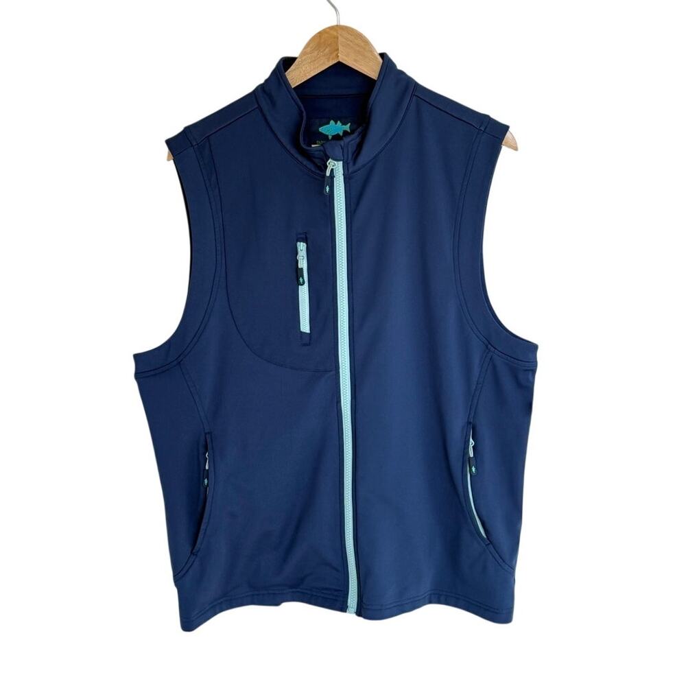 Saltwater Clothing Co Beach to Boat Vest Navy Full Zip Performance Men's L